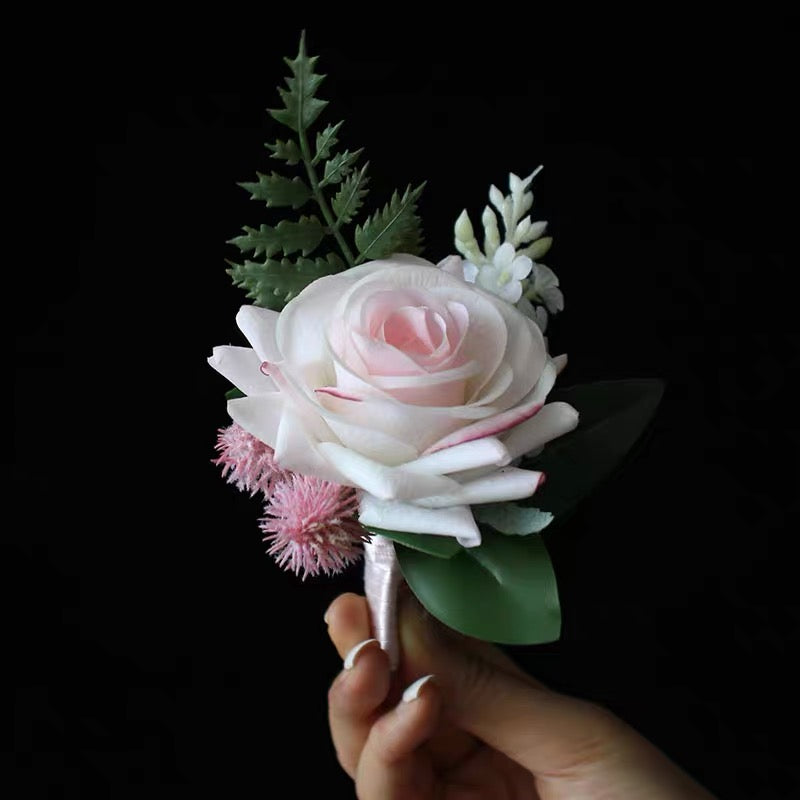 Roseytime Light Pink Boutonniere for Wedding RTBN018