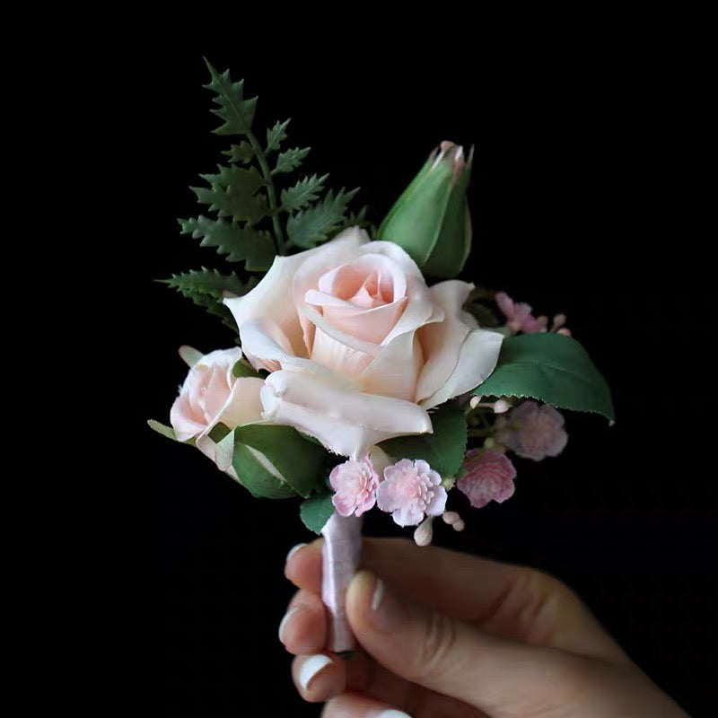Roseytime Light Pink Boutonniere for Wedding RTBN016