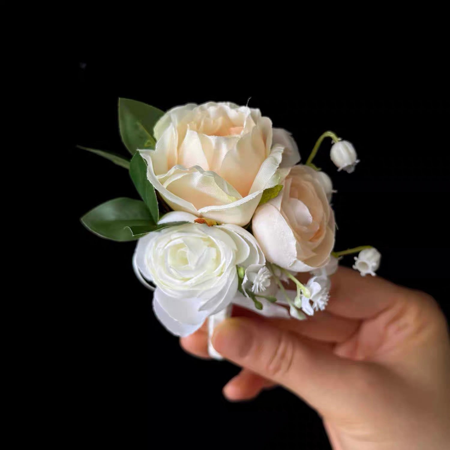 Roseytime Champagne Boutonniere for Wedding RTBN015