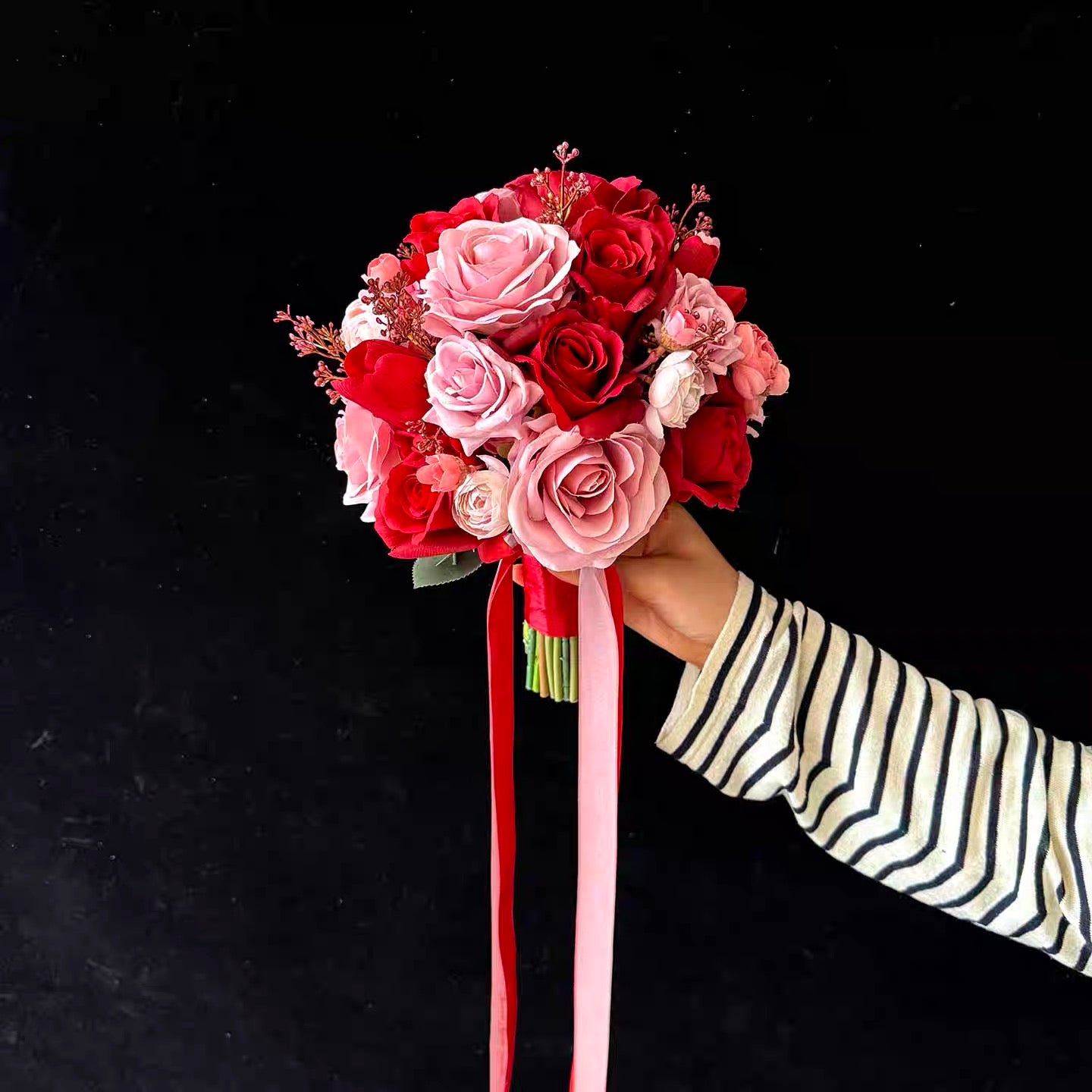 Roseytime Bride/Bridesmaid Bouquet in Red&Pink Artificial Flowers
