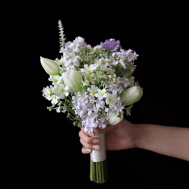 Roseytime Bride/Bridesmaid Bouquet in Light Purple Artificial Flowers