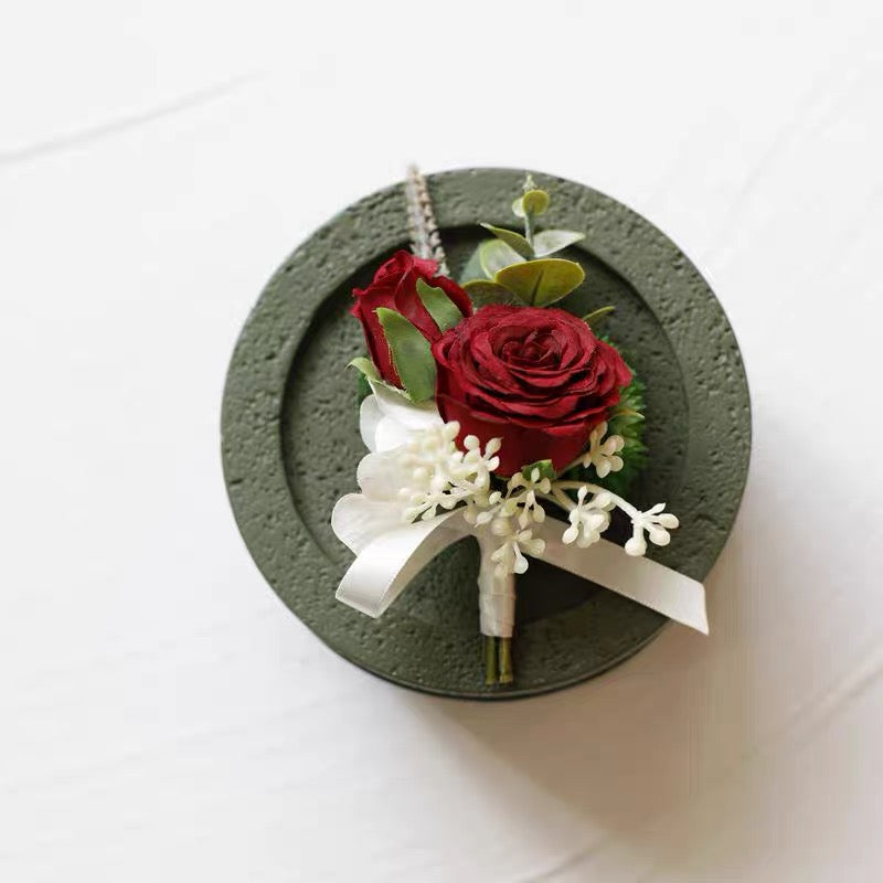 Roseytime Red Boutonniere for Wedding RTBN029