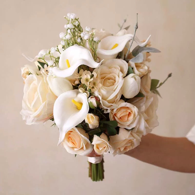 Roseytime Bride/Bridesmaid Bouquet in Champagne Artificial Flowers