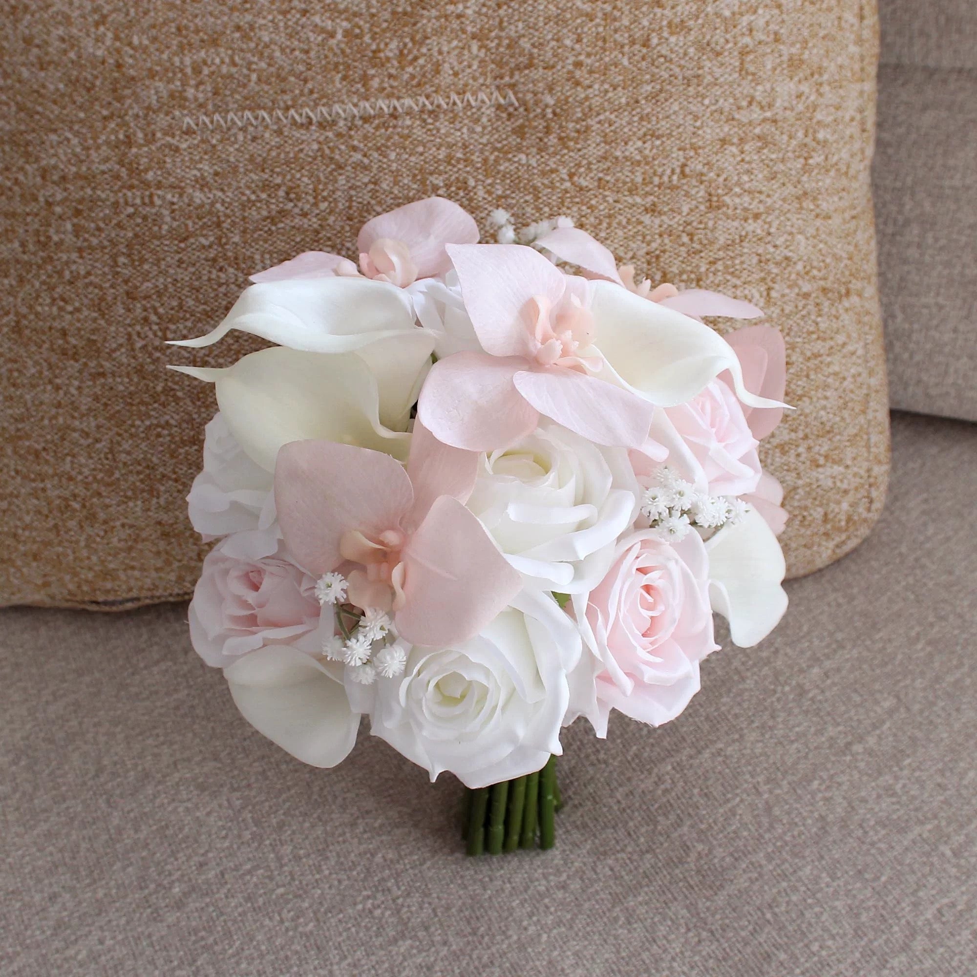 Roseytime Bride/Bridesmaid Bouquet in White&Light Pink Artificial Flowers