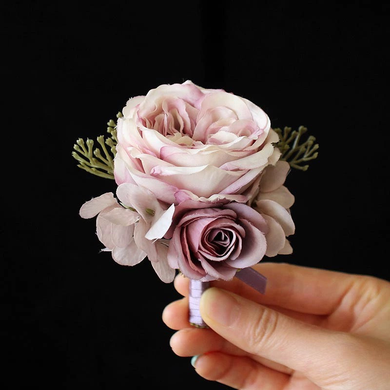 Roseytime Purple Boutonniere for Wedding RTBN026