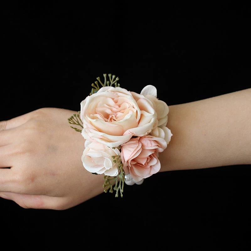 Roseytime Light Pink Wrist Corsage for Wedding RTWC002