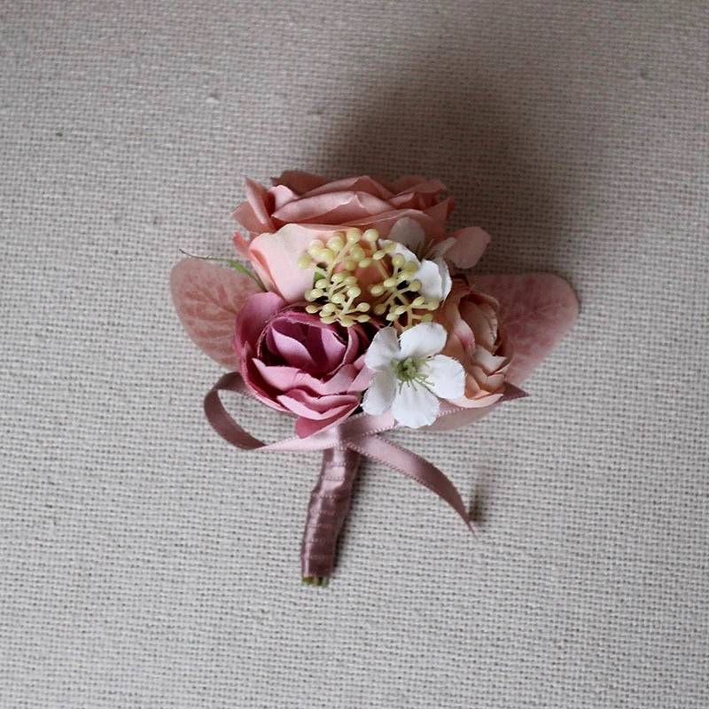 Roseytime Dusty Pink Boutonniere for Wedding RTBN024