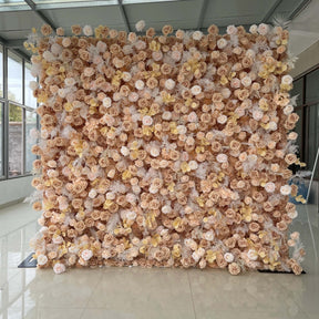 Roseytime 5D Champagne Brown Flower Wall Up Fabric Back #RTW260