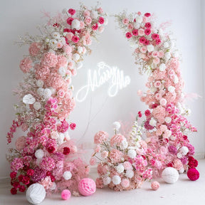 Roseytime Pink Flower Pillars Arch with Frame #RTP001