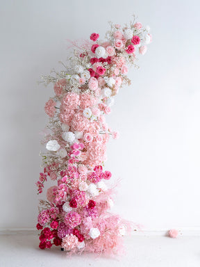 Roseytime Hot Pink Flower Pillars Arch with Frame #RTP003