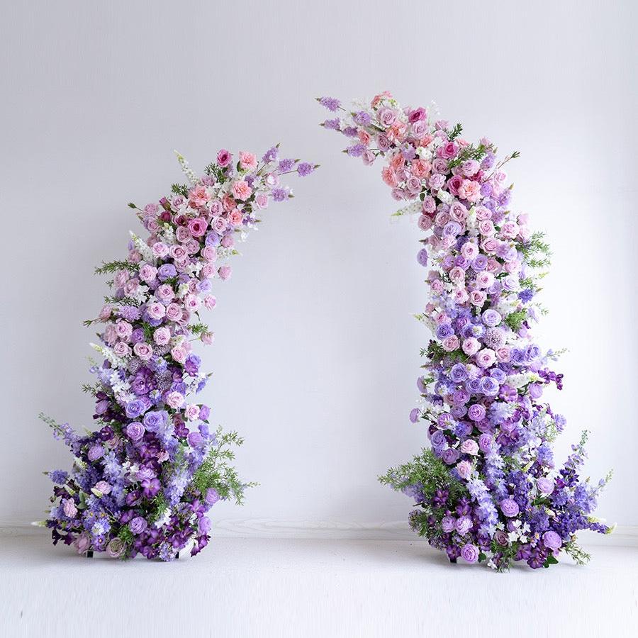 Roseytime Purple Flower Pillars Arch with Frame #RTP008