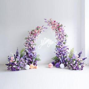 Roseytime Purple Flower Pillars Arch with Frame #RTP008