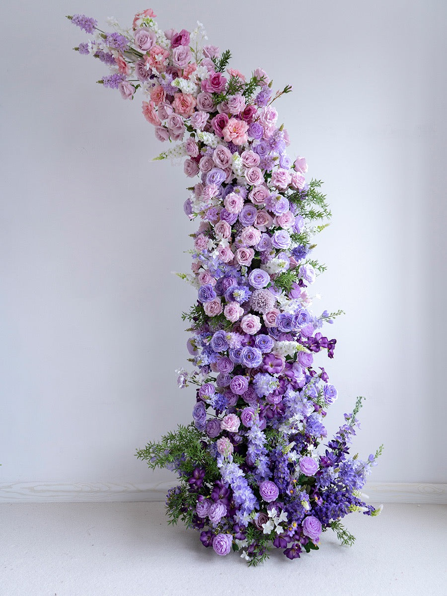 Roseytime Purple Flower Pillars Arch with Frame #RTP008