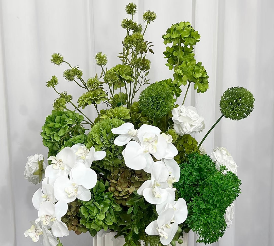 Roseytime 2026 White&Green Flower Pillars Arch with Frame #RTP124