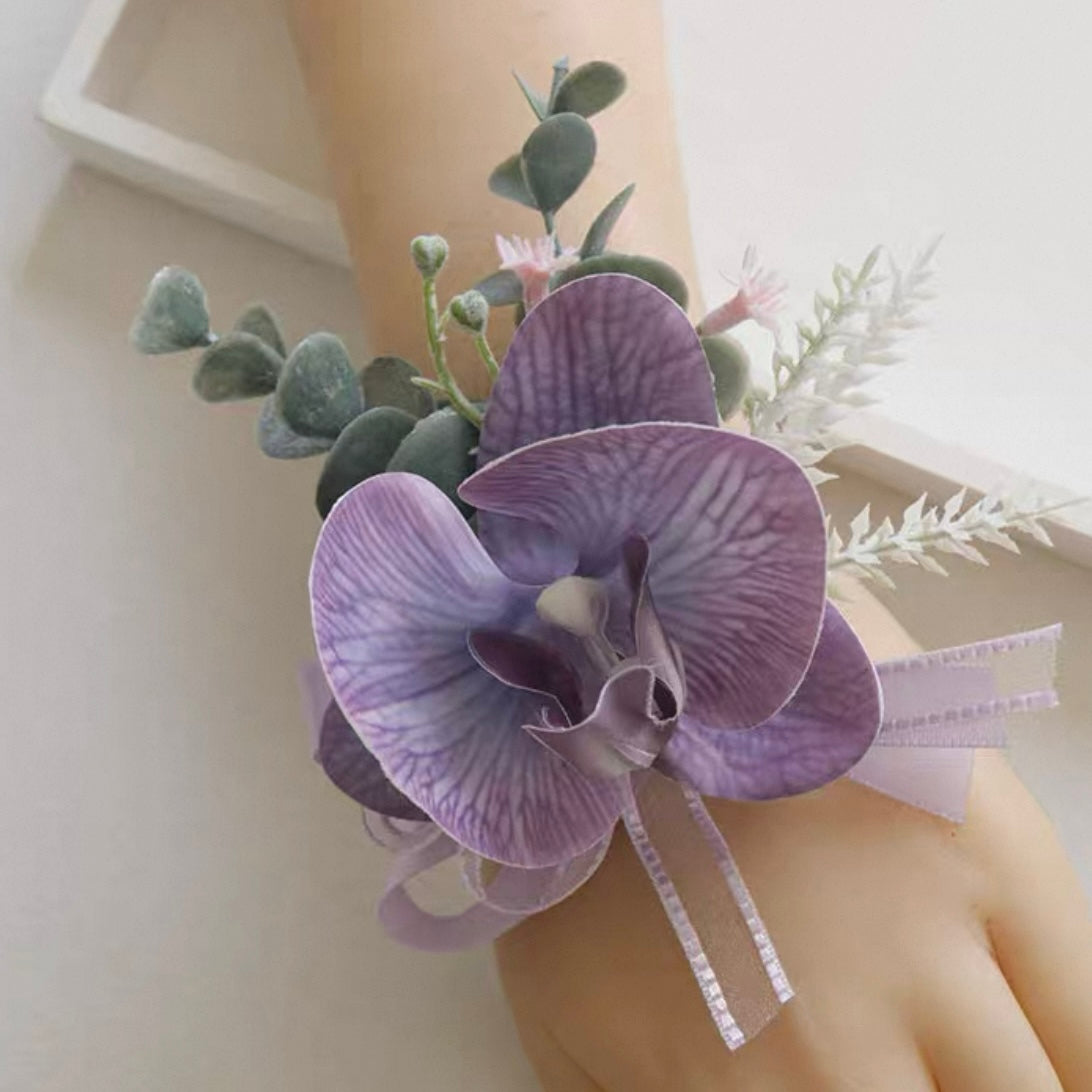 Roseytime Purple Wrist Corsage for Wedding RTWC028