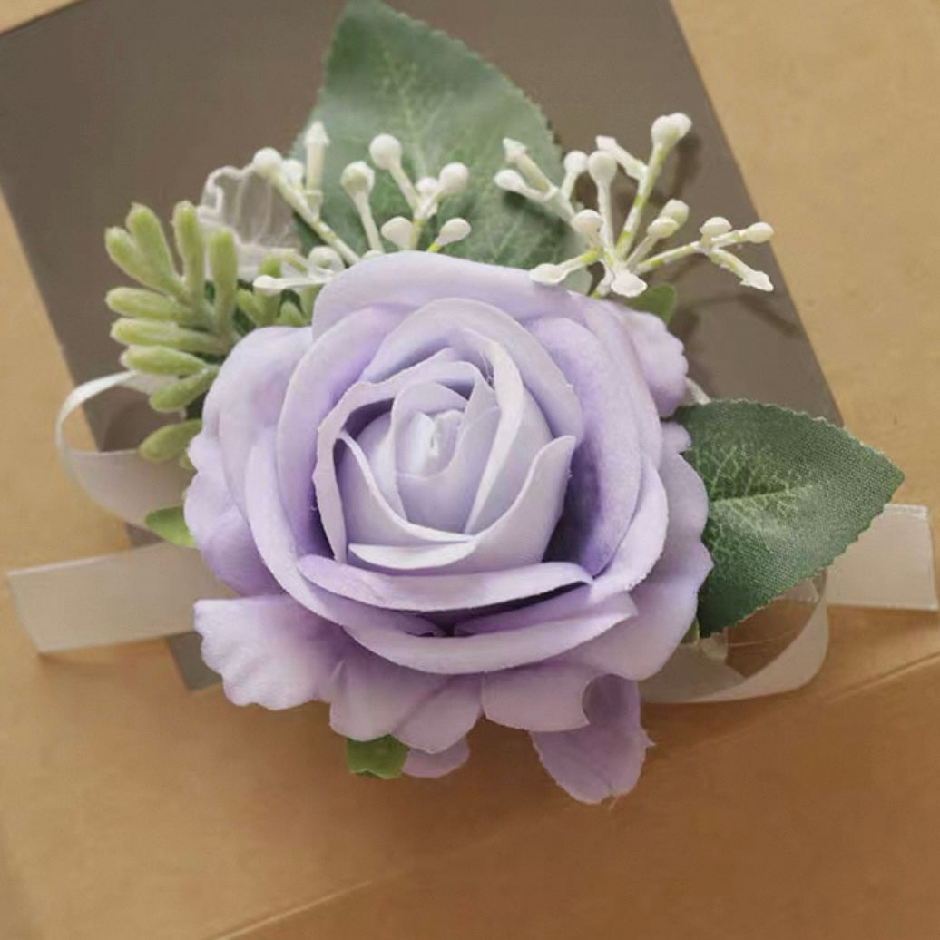 Roseytime Purple Flower Wrist Corsage for Wedding RTWC030