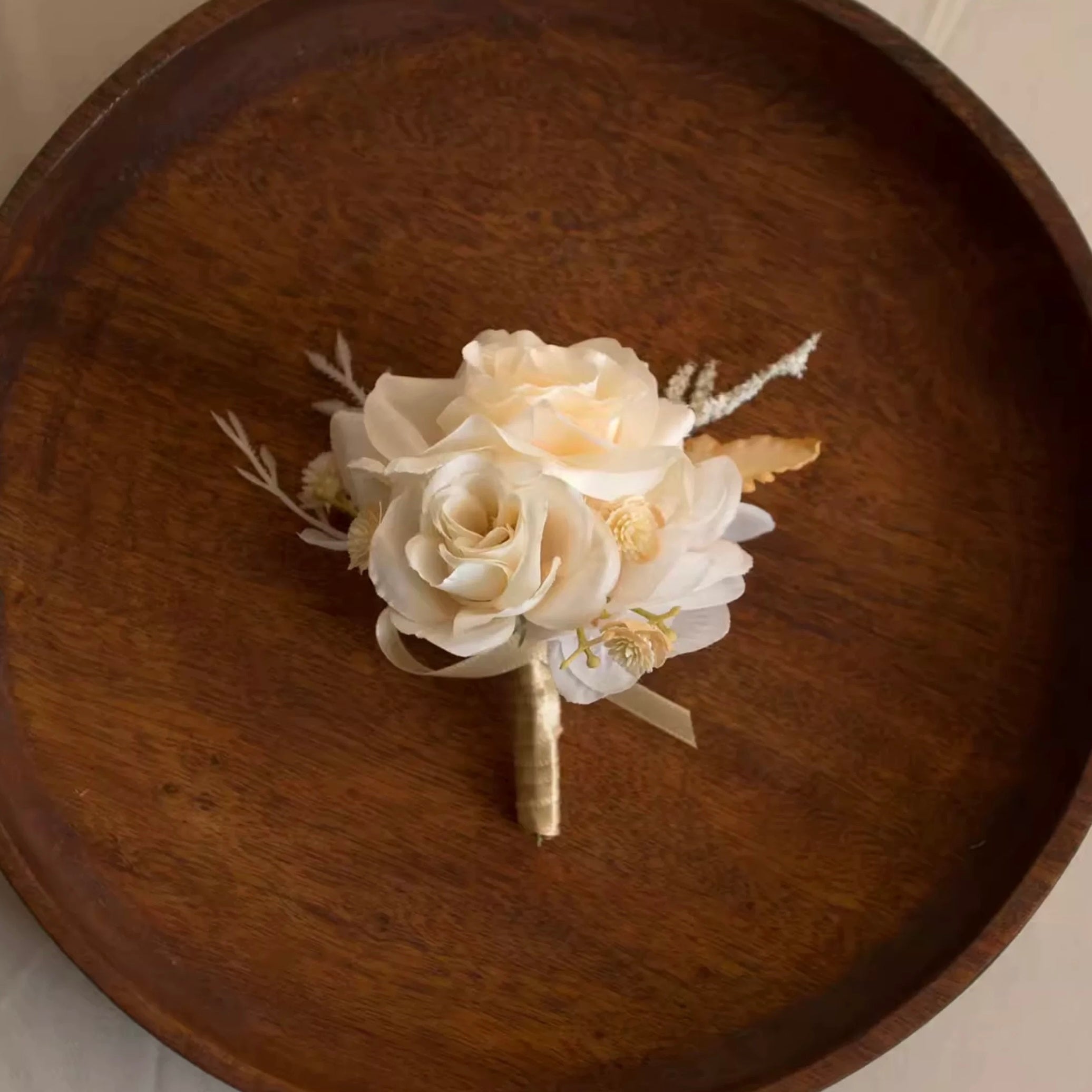 Roseytime Champagne Flower Boutonniere for Wedding RTBN049
