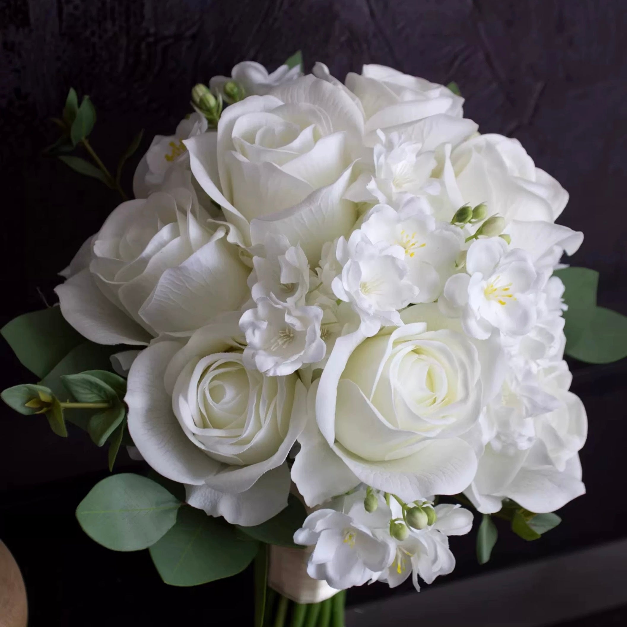 Roseytime Bride/Bridesmaid Bouquet in White Artificial Flowers #RTBQ041