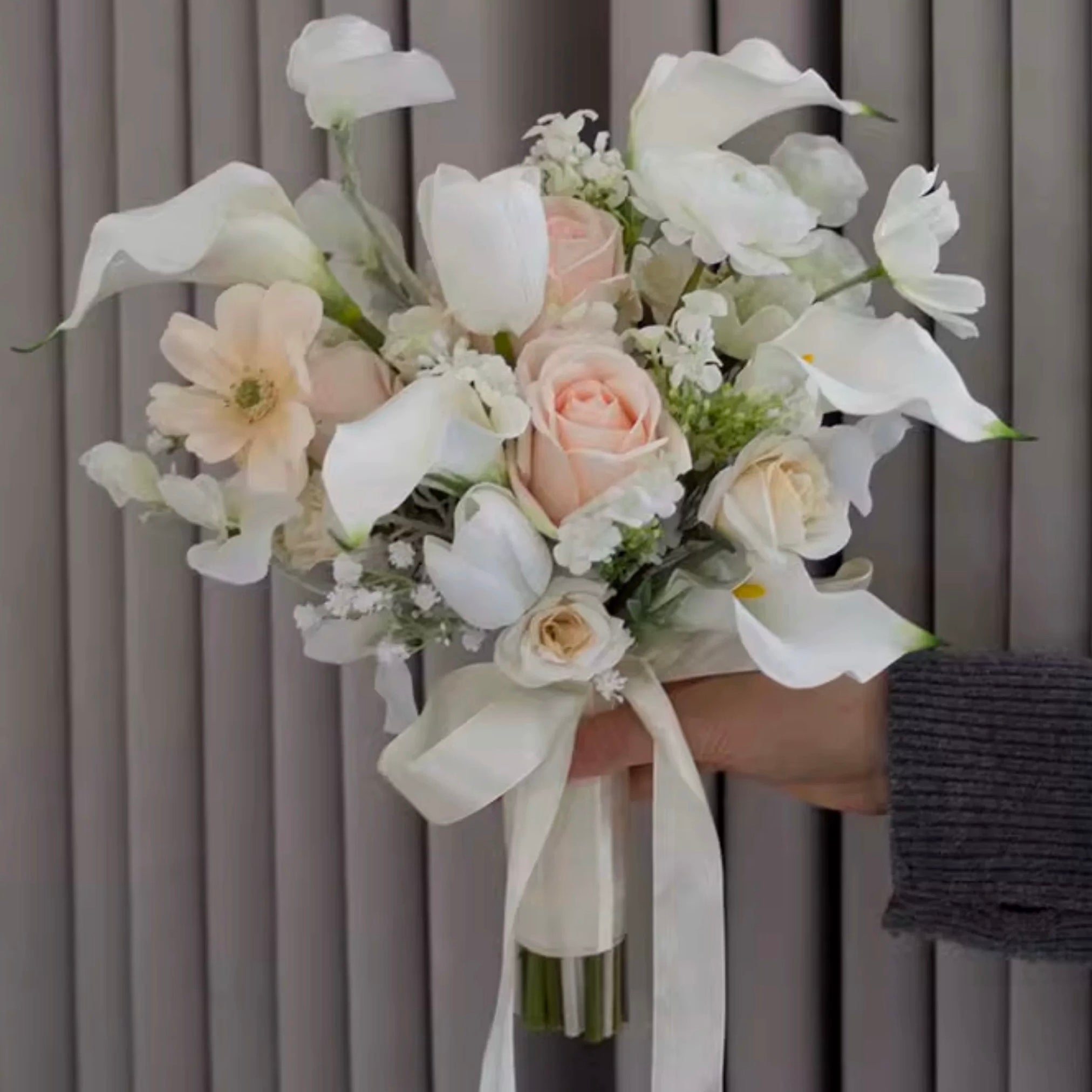 Roseytime Bride/Bridesmaid Bouquet in Peach Color Artificial Flowers #RTBQ040