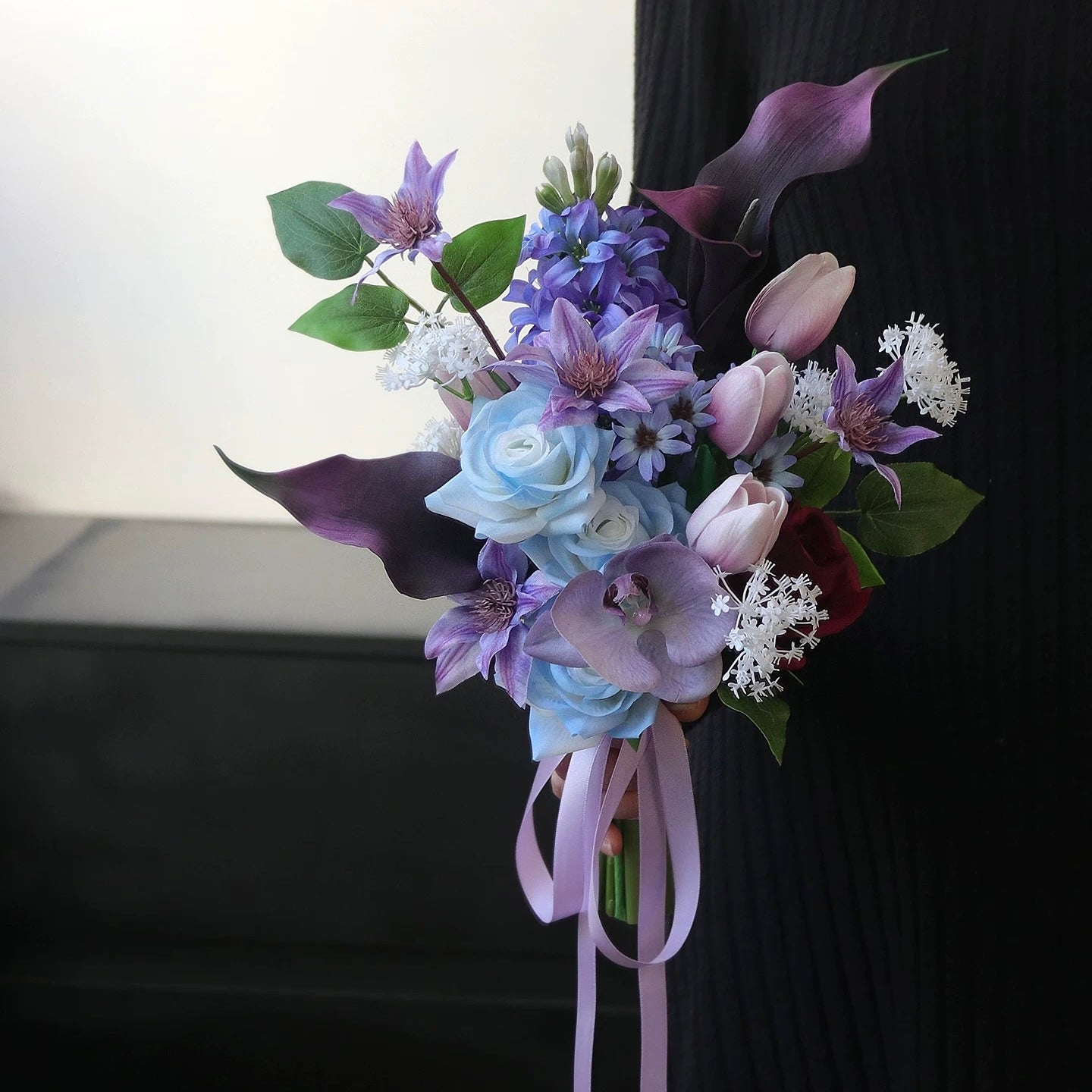 Roseytime Bride/Bridesmaid Bouquet in Puple Artificial Flowers #RTBQ038
