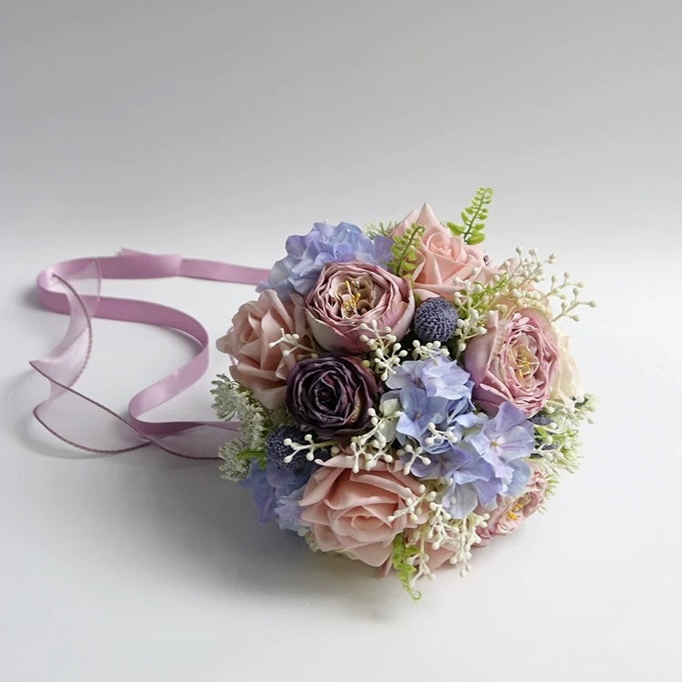 Roseytime Bride/Bridesmaid Bouquet in Purple Artificial Flowers #RTBQ035
