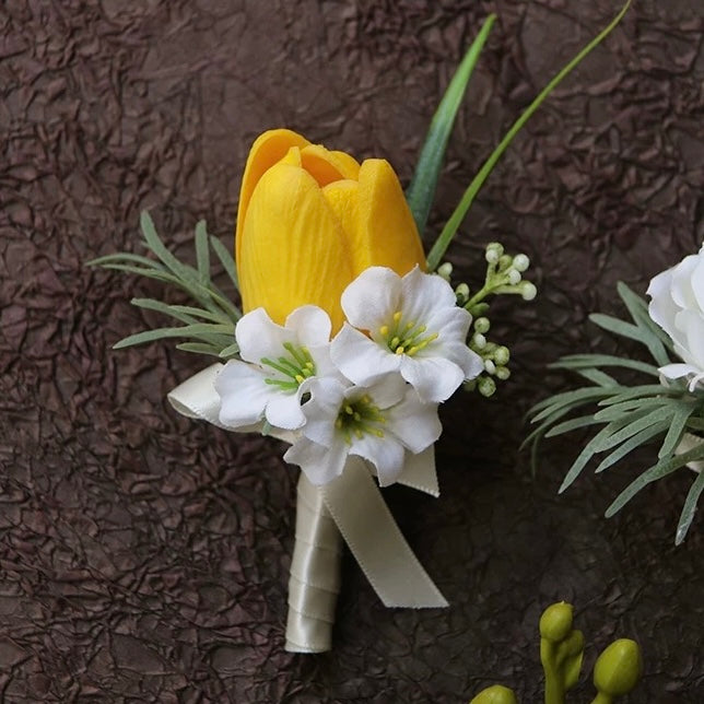 Roseytime Yellow Flower Boutonniere for Wedding RTBN062