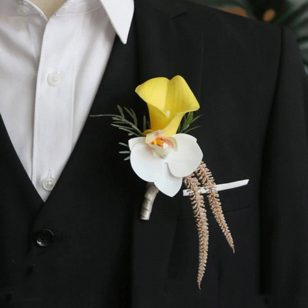 Roseytime Yellow Flower Boutonniere for Wedding RTBN056