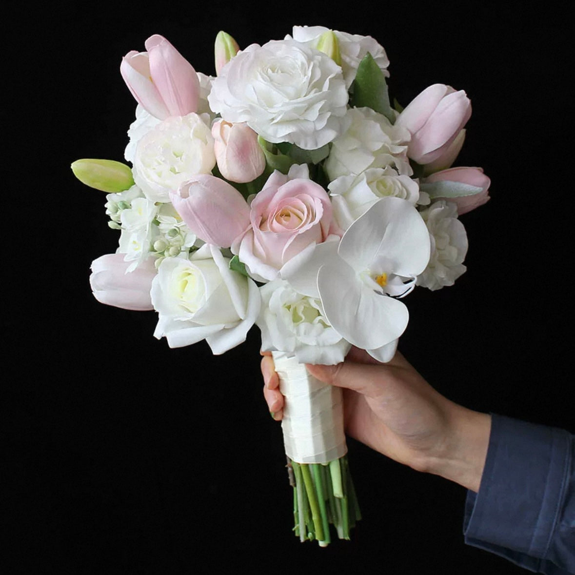 Roseytime Bride/Bridesmaid Bouquet in Pink&White Artificial Flowers #RTBQ033