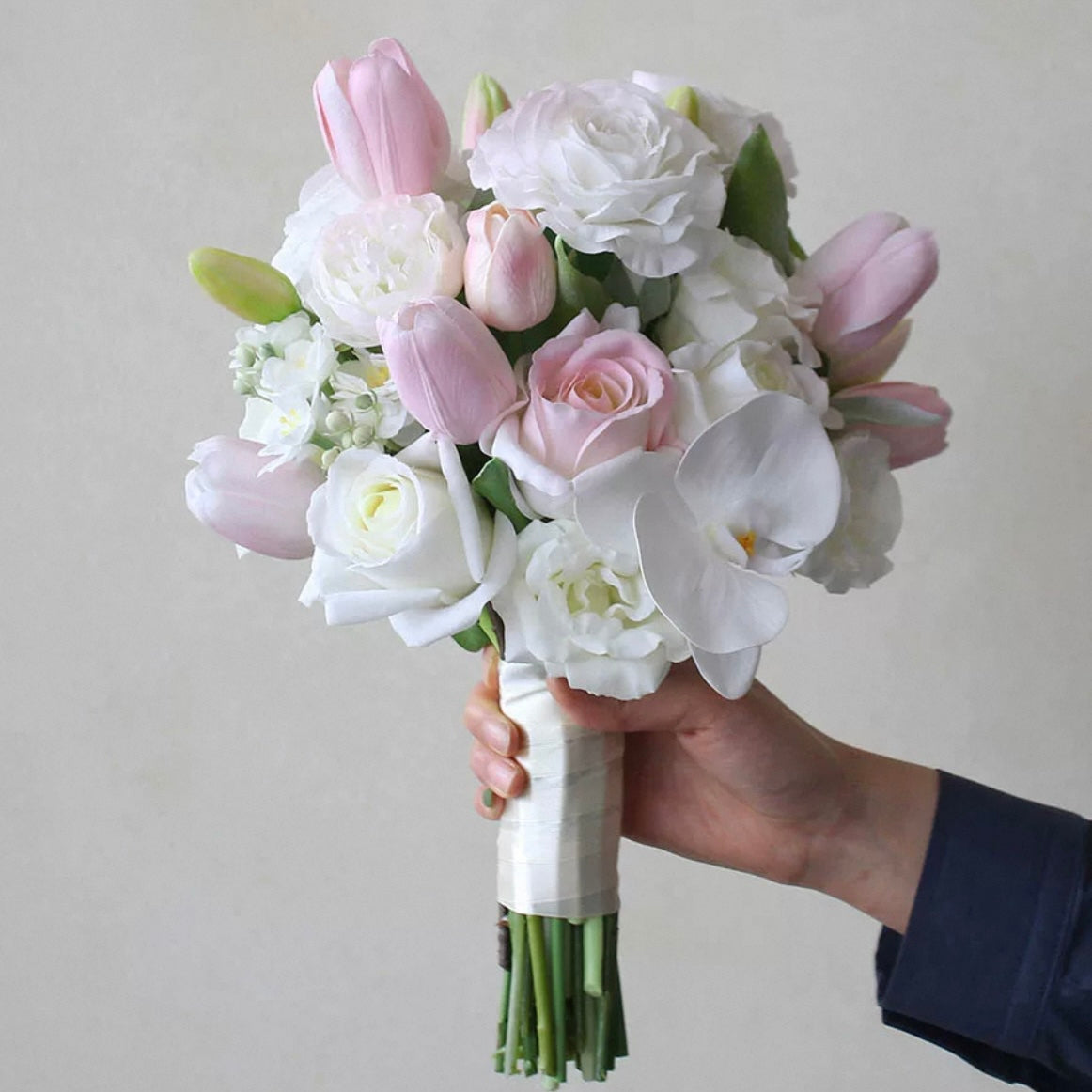Roseytime Bride/Bridesmaid Bouquet in Pink&White Artificial Flowers #RTBQ033