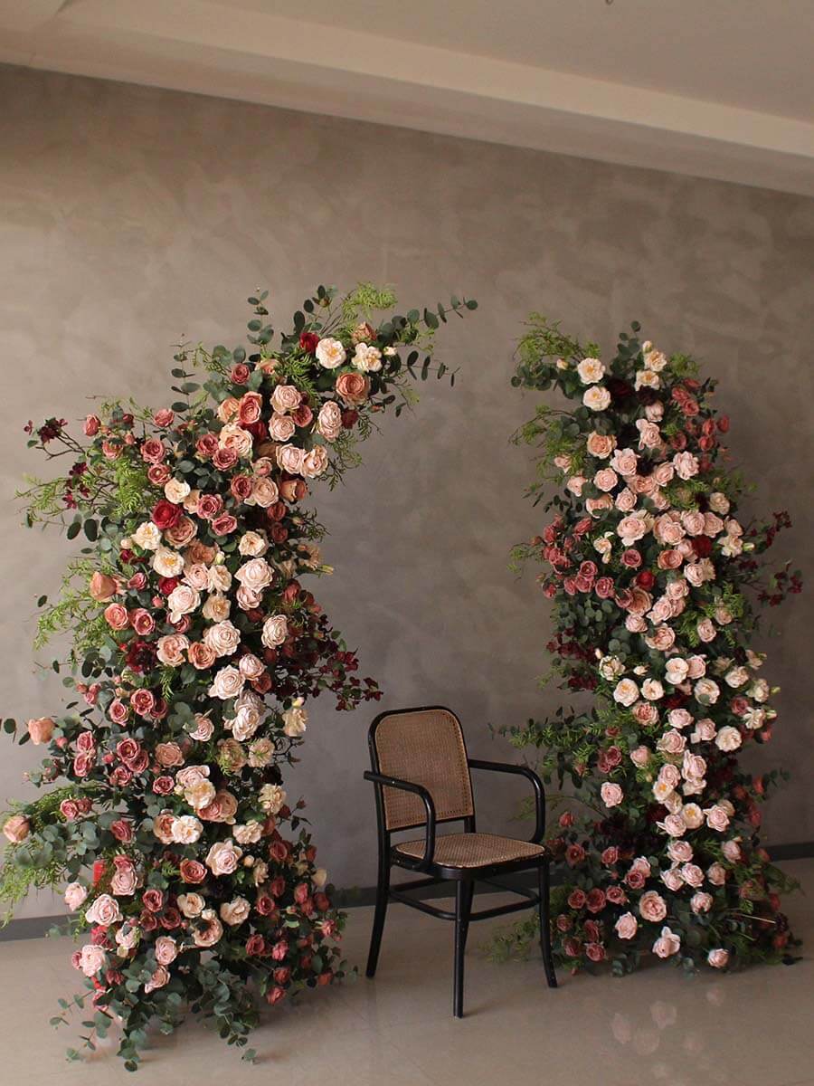 RoseyTime Wedding Floral Pillars Arch Autumn Retro With Frame #RTP018