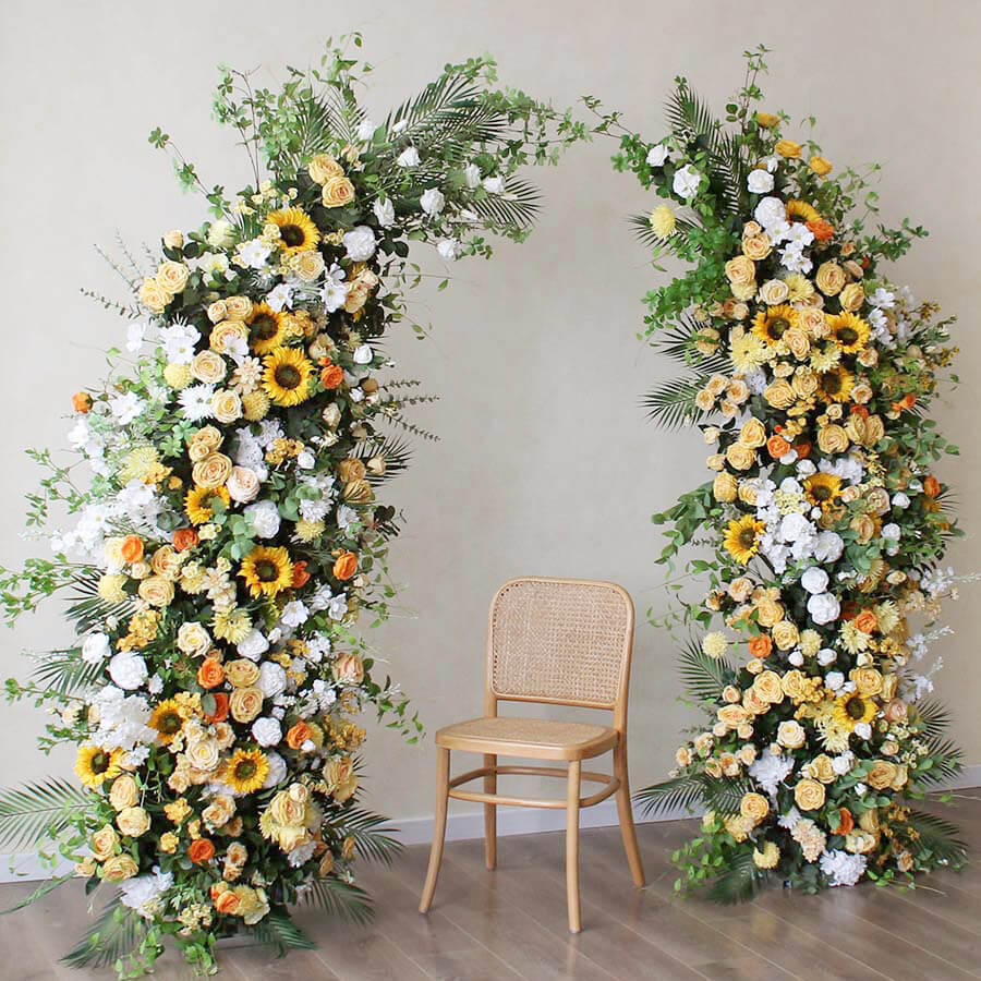 RoseyTime Sunflower Floral Pillars Arch With Frame #RTP027