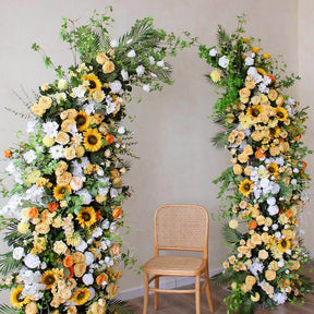 RoseyTime Sunflower Floral Pillars Arch With Frame #RTP027