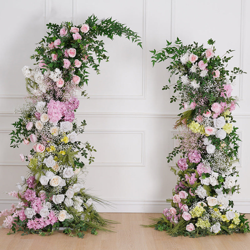 RoseyTime Flower Pillars Arches Green pink Flower With Frame #RTP033