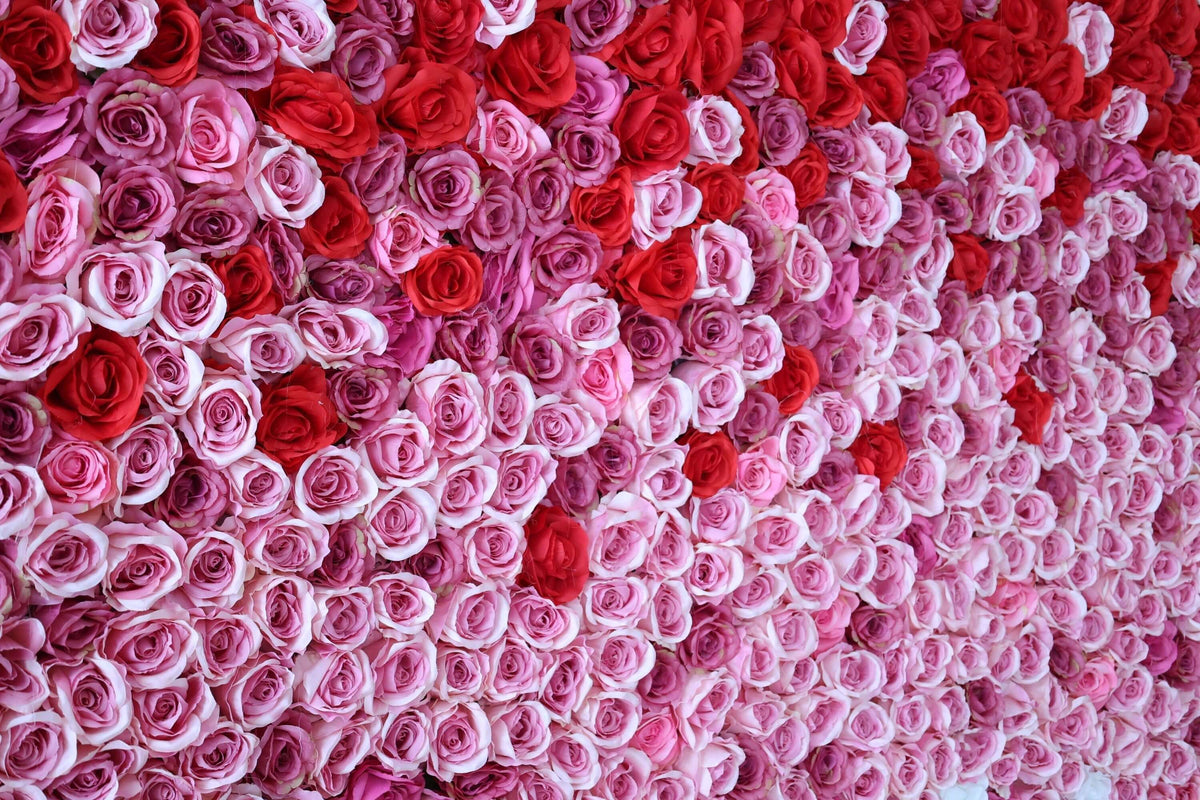 Roseytime Artificial Flower Wall Red Rose Gradient Rolling Up Hanging Flowers Wedding Backdrop Decor for Birthday Event Party