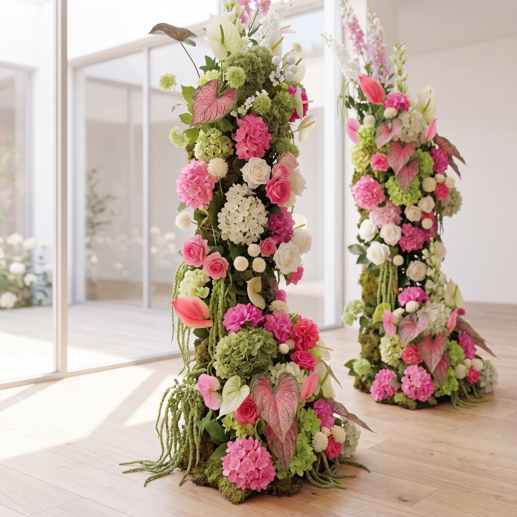 Roseytime Lychee Garden Flower Pillars Arch with Frame #RTP145