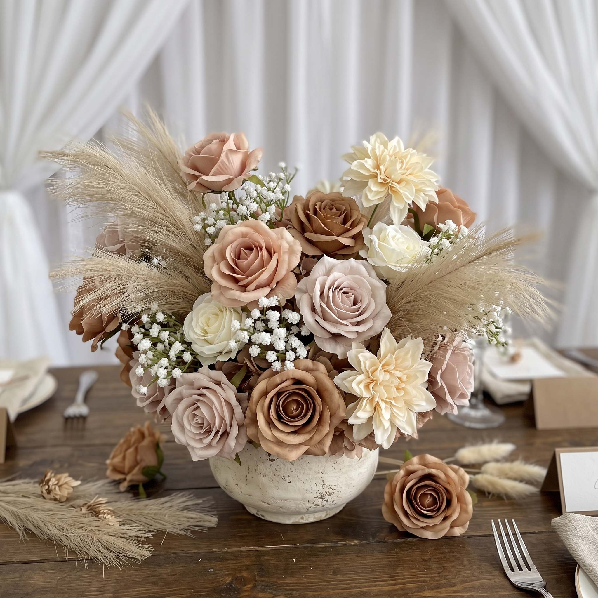 Roseytime Mocha Dune Small Table Flower Arrangement #RTT011