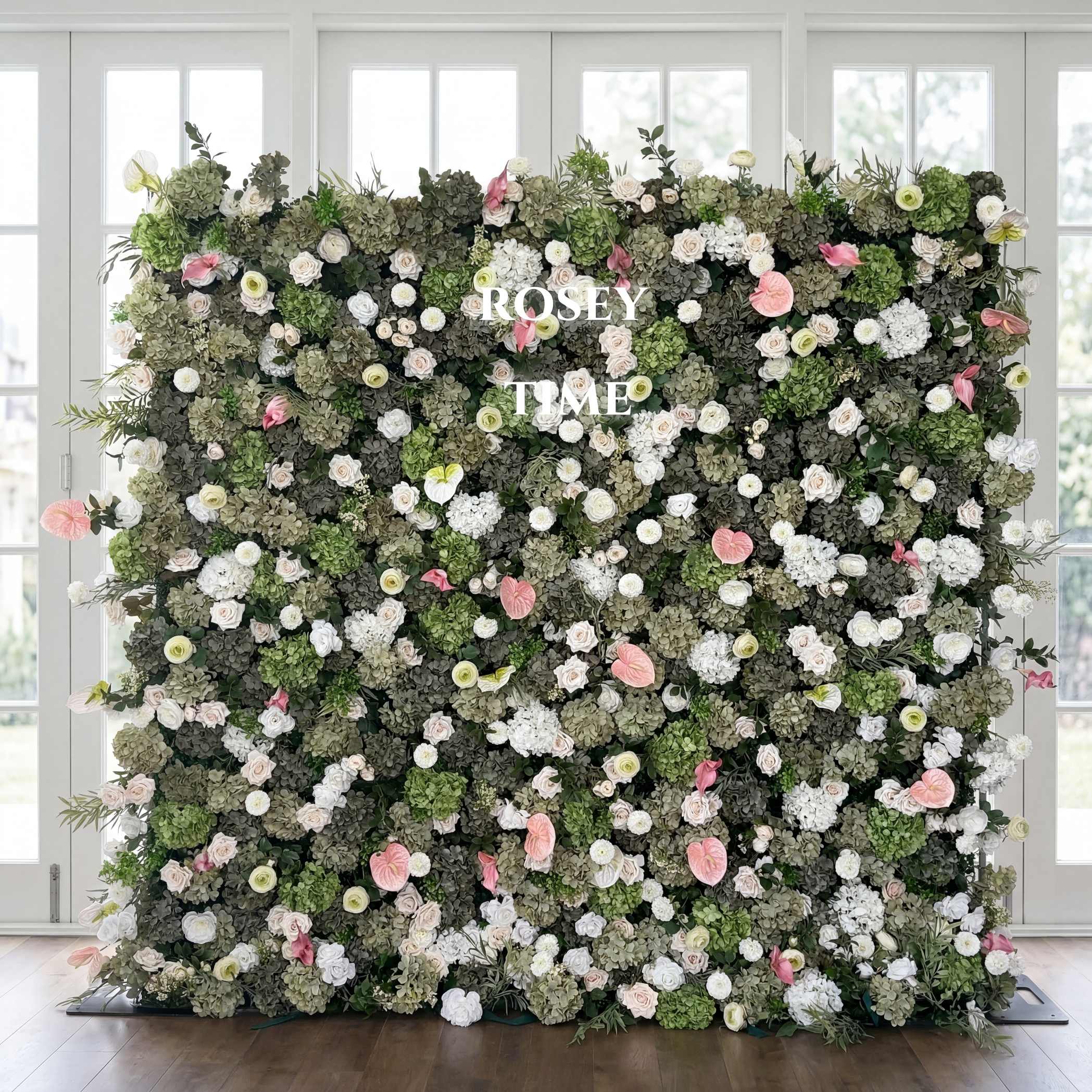 Roseytime 5D Moss Petal Flower Wall Roll Up Fabric Back #RTW384