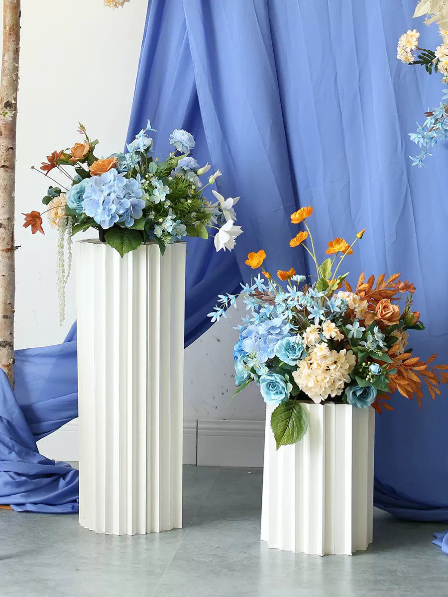 Roseytime Wedding Arch Flowers Decor Set With Blue Drapes