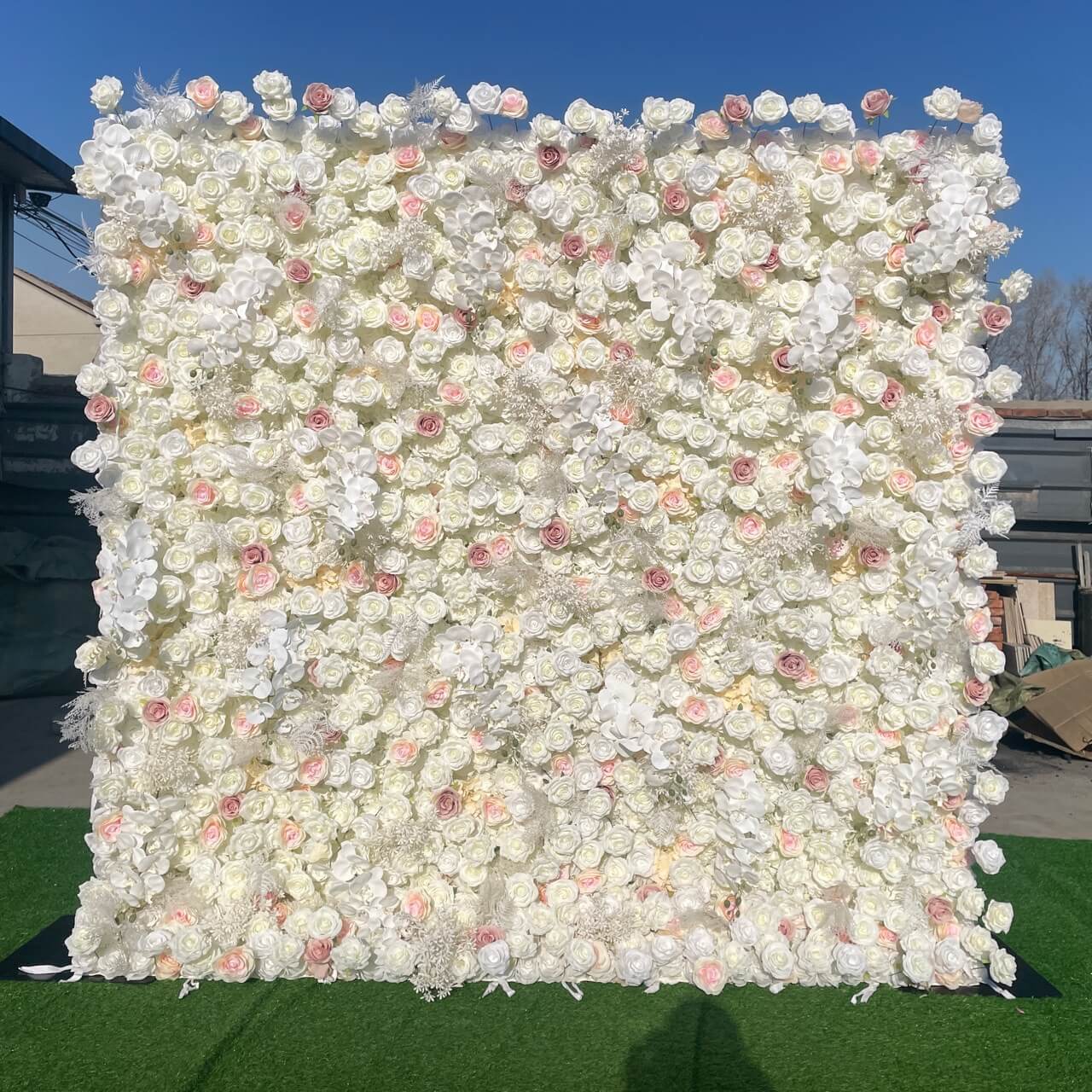 Roseytime 5D White Flower Wall Roll Up Fabric Back #RTW045