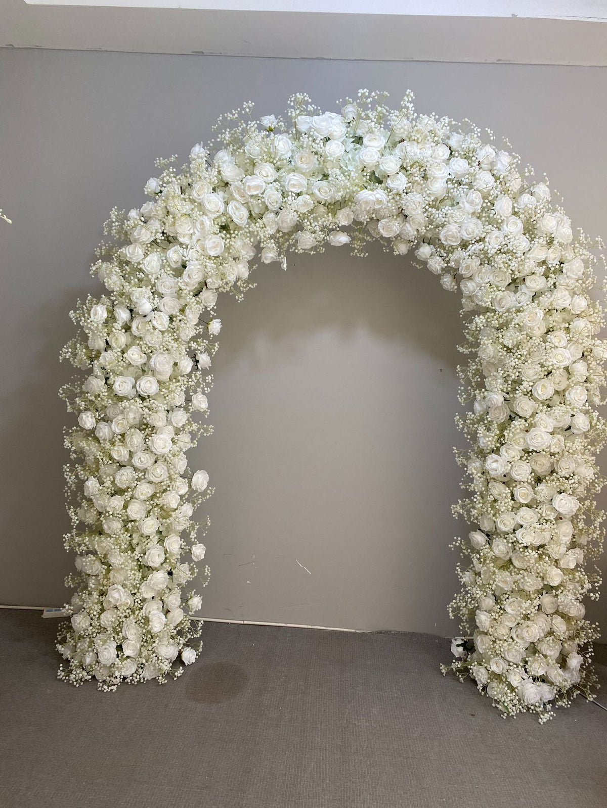 RoseyTime Wedding Flower Arches White Rose Hydrangea Fabric Back 6.6*8ft/8*8ft