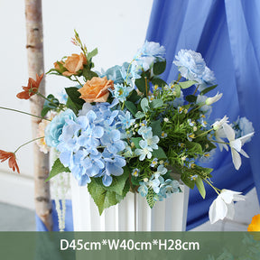 Roseytime Wedding Arch Flowers Decor Set With Blue Drapes