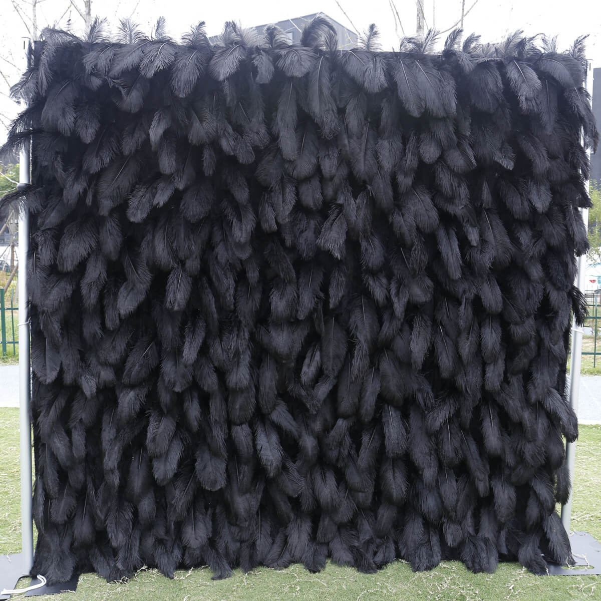 Roseytime 5D Artificial Black Feather Wall Rolling Up Fabric Back #RTW281