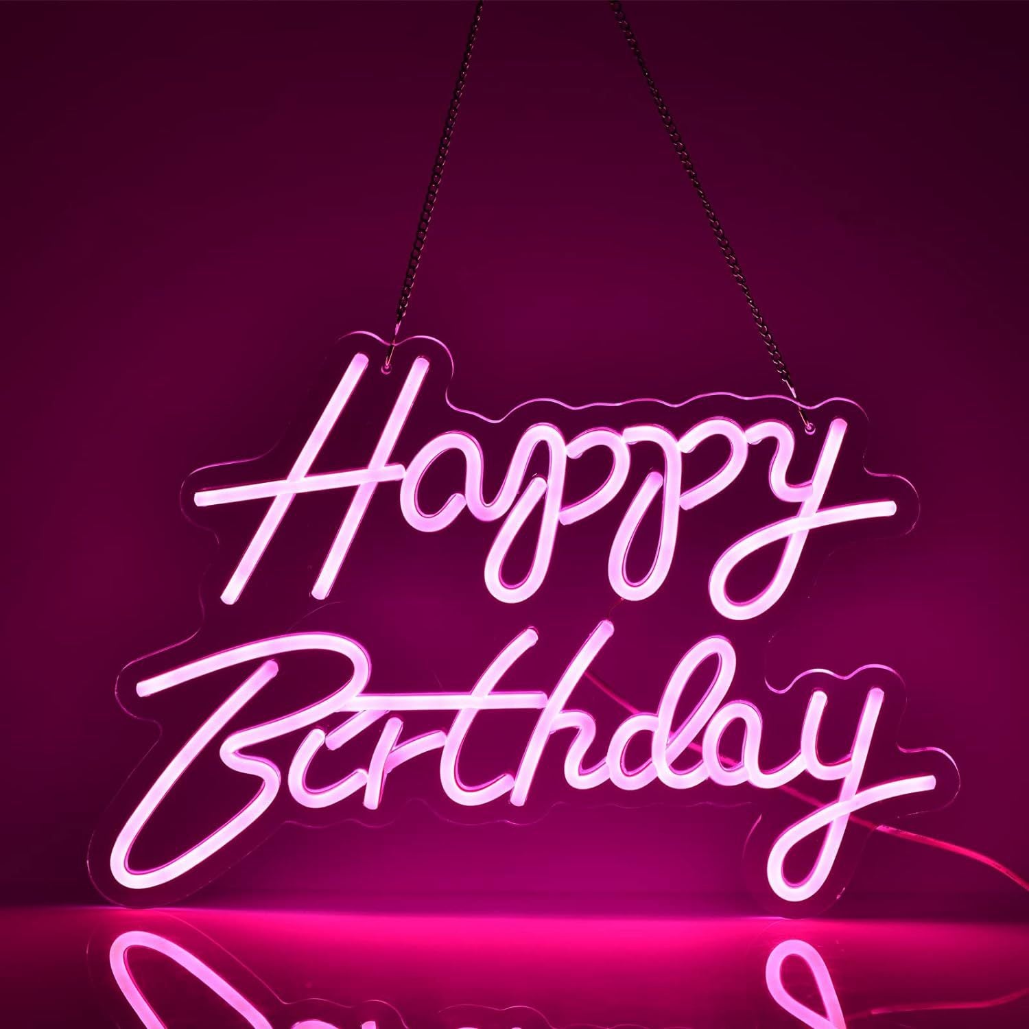 Roseytime "Happy Birthday" Neon Signs 16.5" x 11"