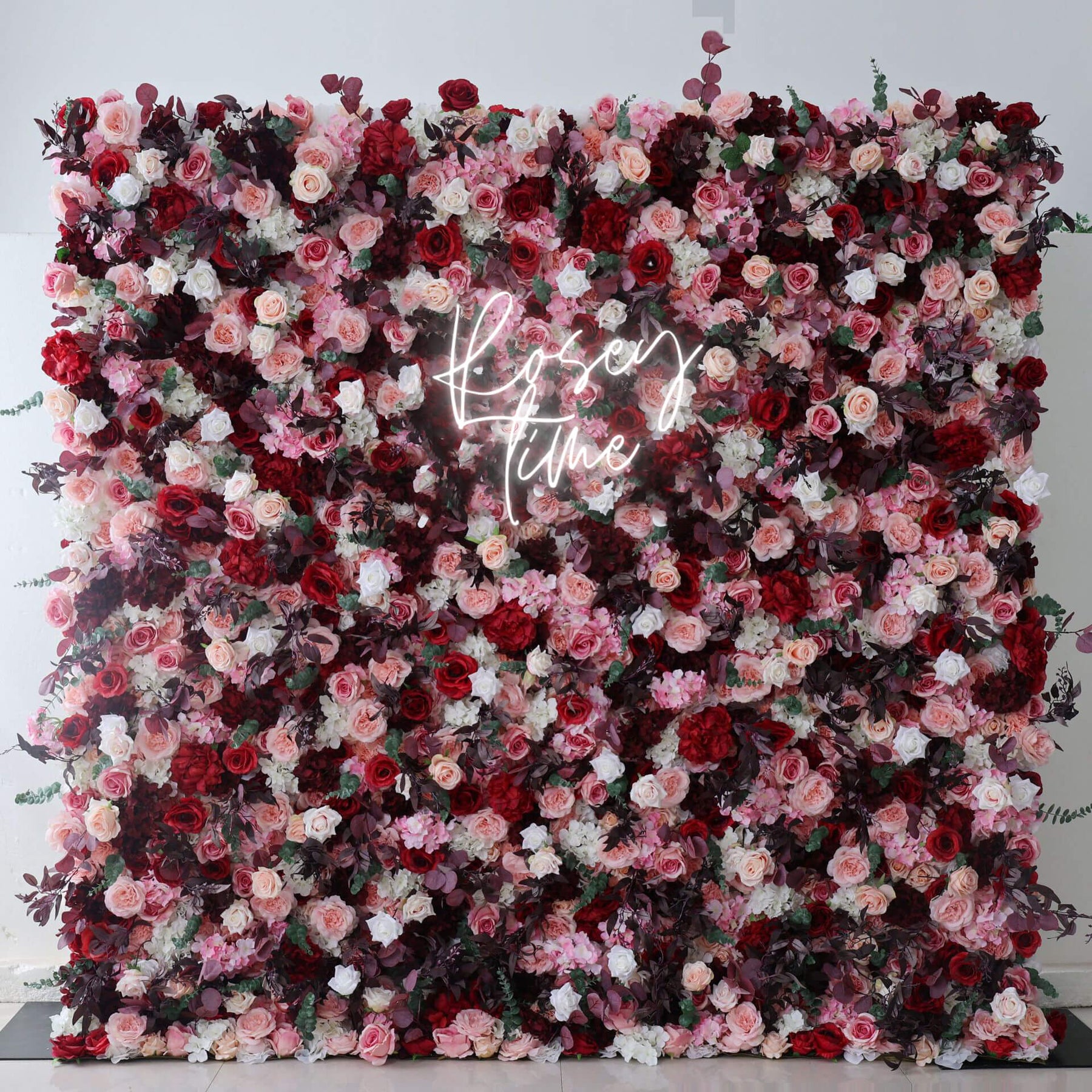 Roseytime 5D Red&Pink Flower Wall Roll Up Fabric Back #RTW264