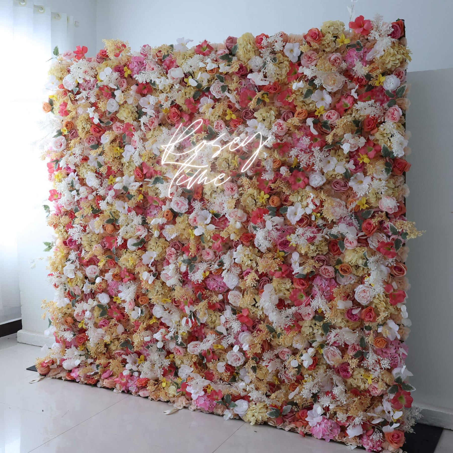 Roseytime 3D Spring Flower Wall Roll Up Fabric Back #RTW304