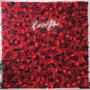 Roseytime 3D Red Flower Wall Roll Up Fabric Back #RTW202