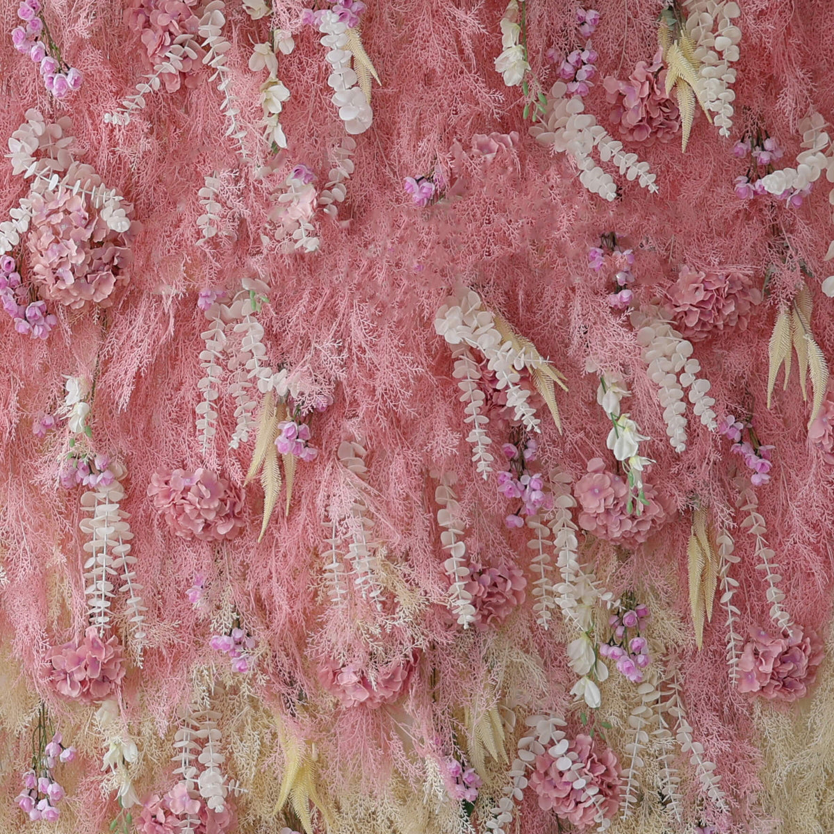 Roseytime 5D Pink Artificial Pampas Grass Wall Roll Up Fabric Back #RTW287