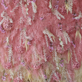 Roseytime 5D Pink Artificial Pampas Grass Wall Roll Up Fabric Back #RTW287