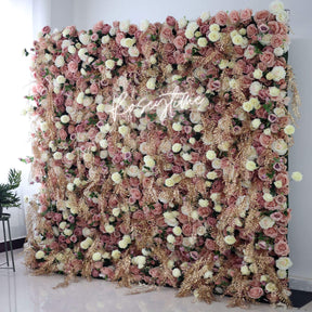 Roseytime 5D Brown Flower Wall Roll Up Fabric Back #RTW292