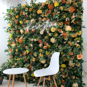 Roseytime 5D Green Artificial Flower Wall Roll Up Fabric Back #RTW280